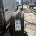 Close-up comparison of winter tyre tread and summer tyre tread on a car